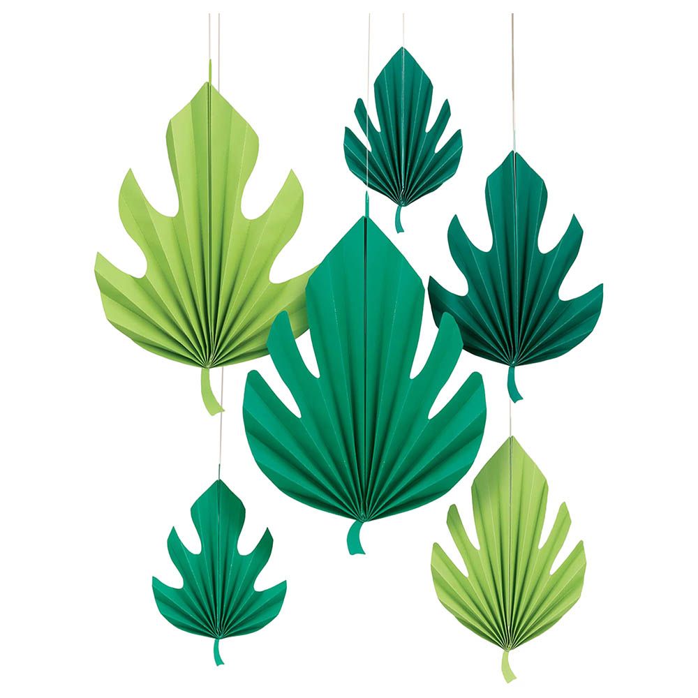Aloha Palm Leaf Hanging Fan Decor - Green