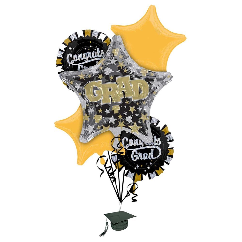 Party Centre - Glitter Grad Foil Balloon Bouquet 5pcs