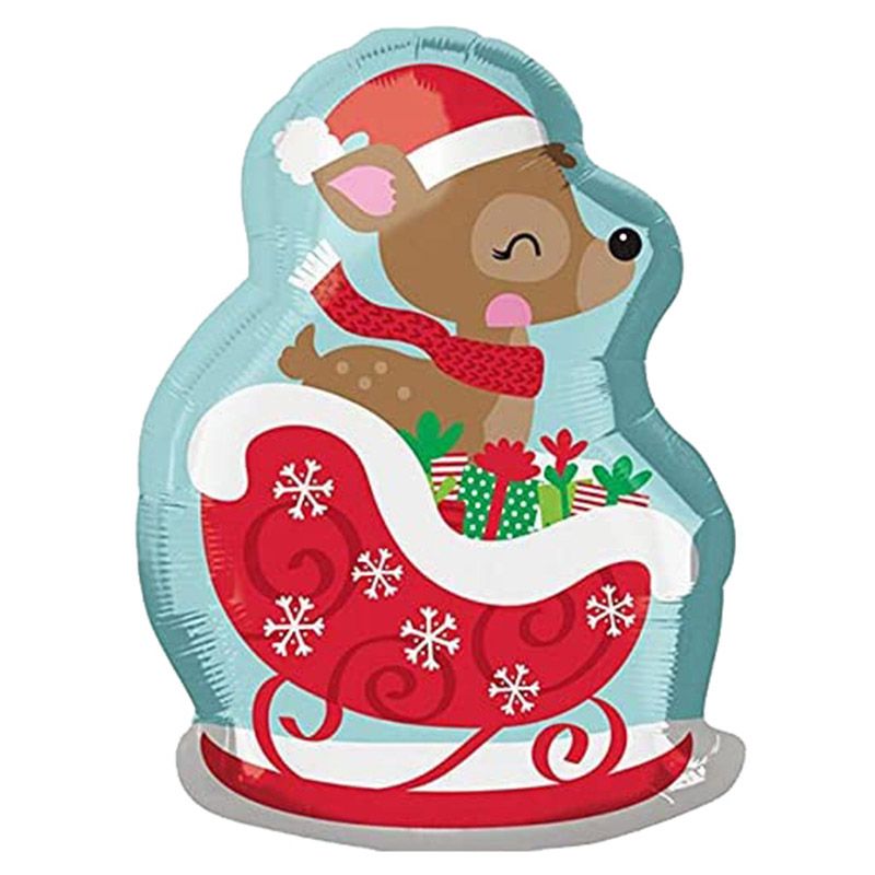 Anagram - S50 Deer In Sleigh Junior Shape Foil Balloon