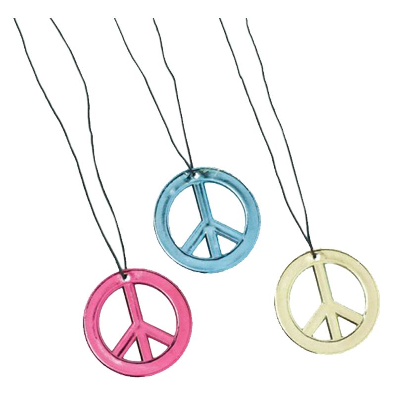 Neon Birthday Peace Sign Necklace 12pcs