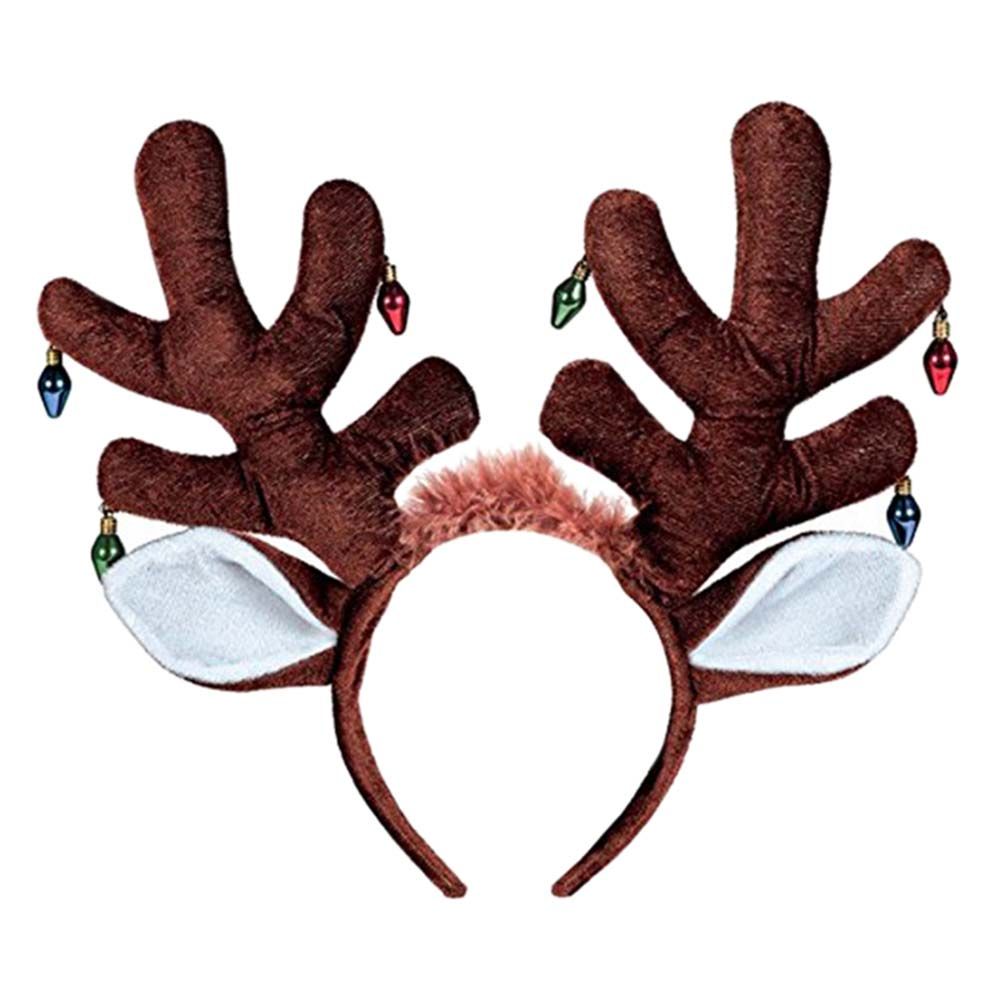 Party Centre - Earring Bulb Antler Headband - Dark Brown