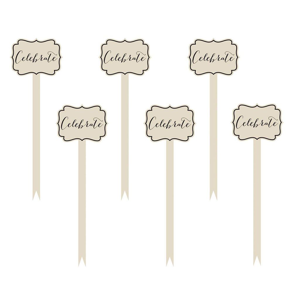 Amscan - Mini Cocktail Wooden Word Picks 12pcs - Black