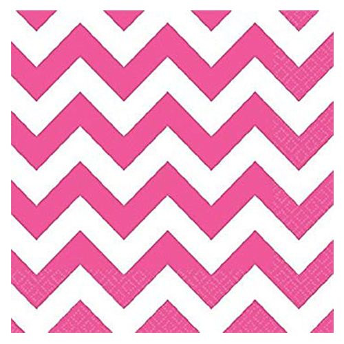 Amscan - Chevron Beverage Napkin - Bright Pink
