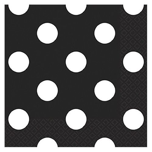 Amscan - Dots Beverage Tissues 16pcs - Jet Black