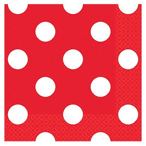 Amscan - Dots Beverage Tissues 16pcs - Apple Red