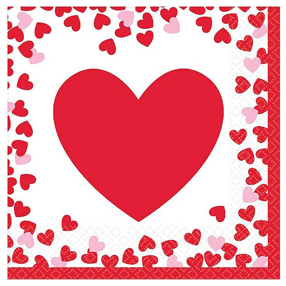 Party Centre - Confetti Hearts Beverage Tissues 16pcs