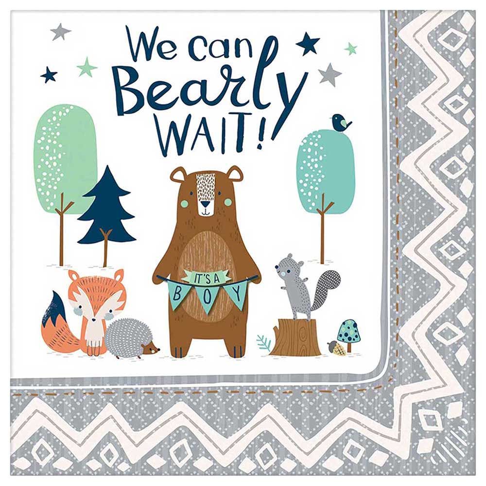 Amscan - Bearly Wait Boy Lunch Napkin, 16pcs