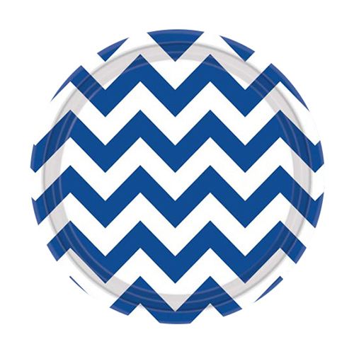 Amscan - Chevron Paper Plates 7" 8pcs - Bright Royal Blue