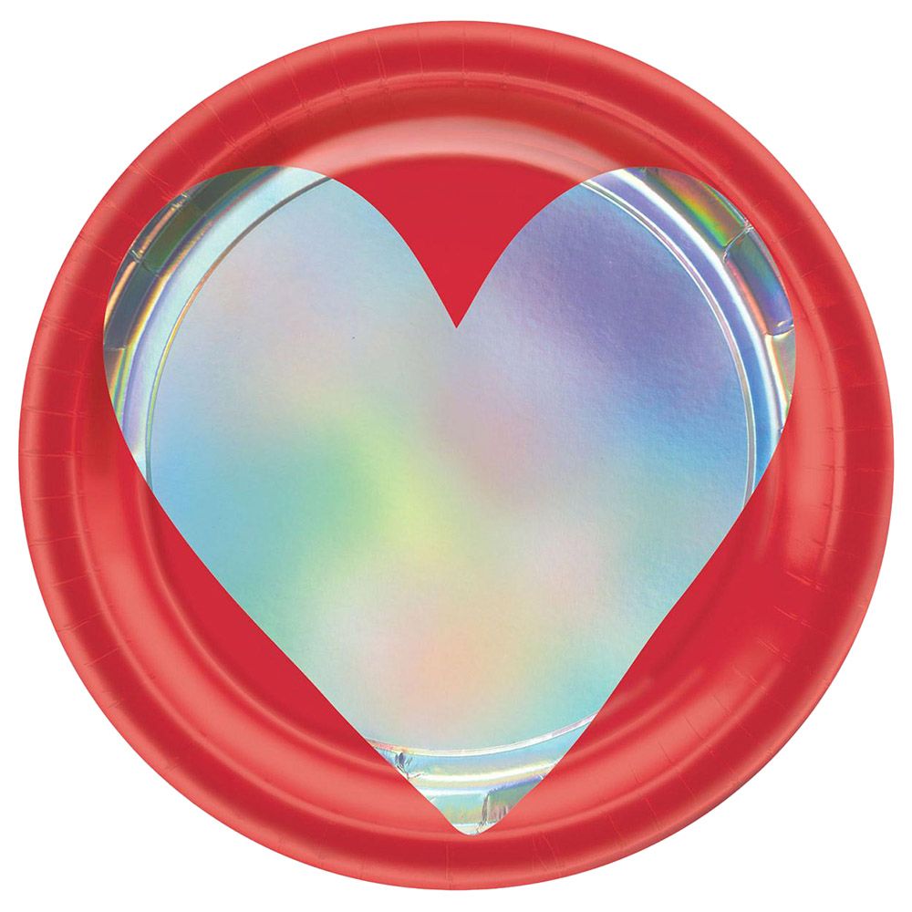 Party Centre - Heart Day Paper Plates - 7 Inch - 8pc