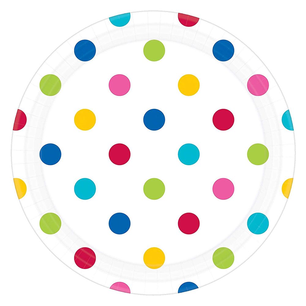 Amscan - Dots Paper Plates 9" 8pcs - Rainbow