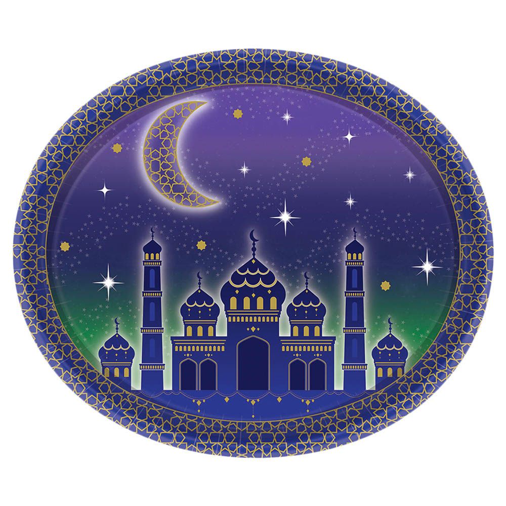 EID Mubarak Oval Paper Plate, 12in
