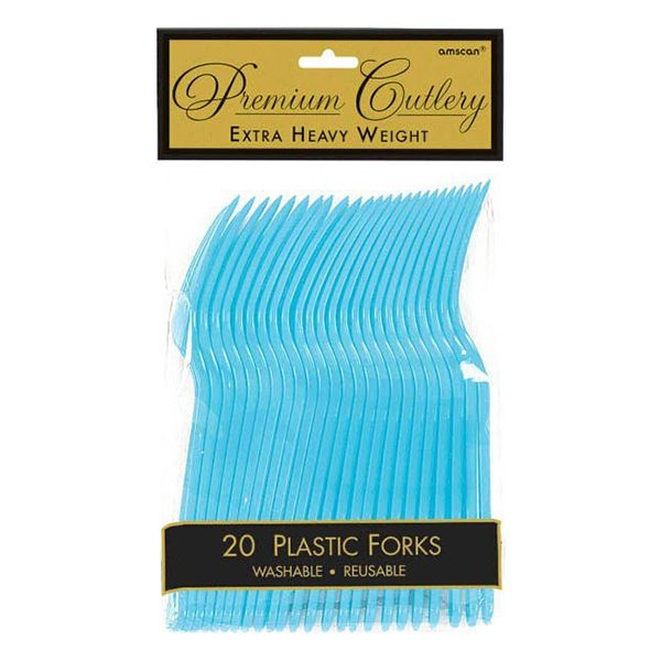 Amscan - Heavy Weight Plastic Forks 20pcs - Caribbean Blue