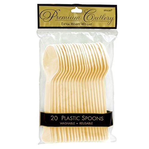 Amscan - Heavy Weight Plastic Spoons 20pcs - Vanilla Creme