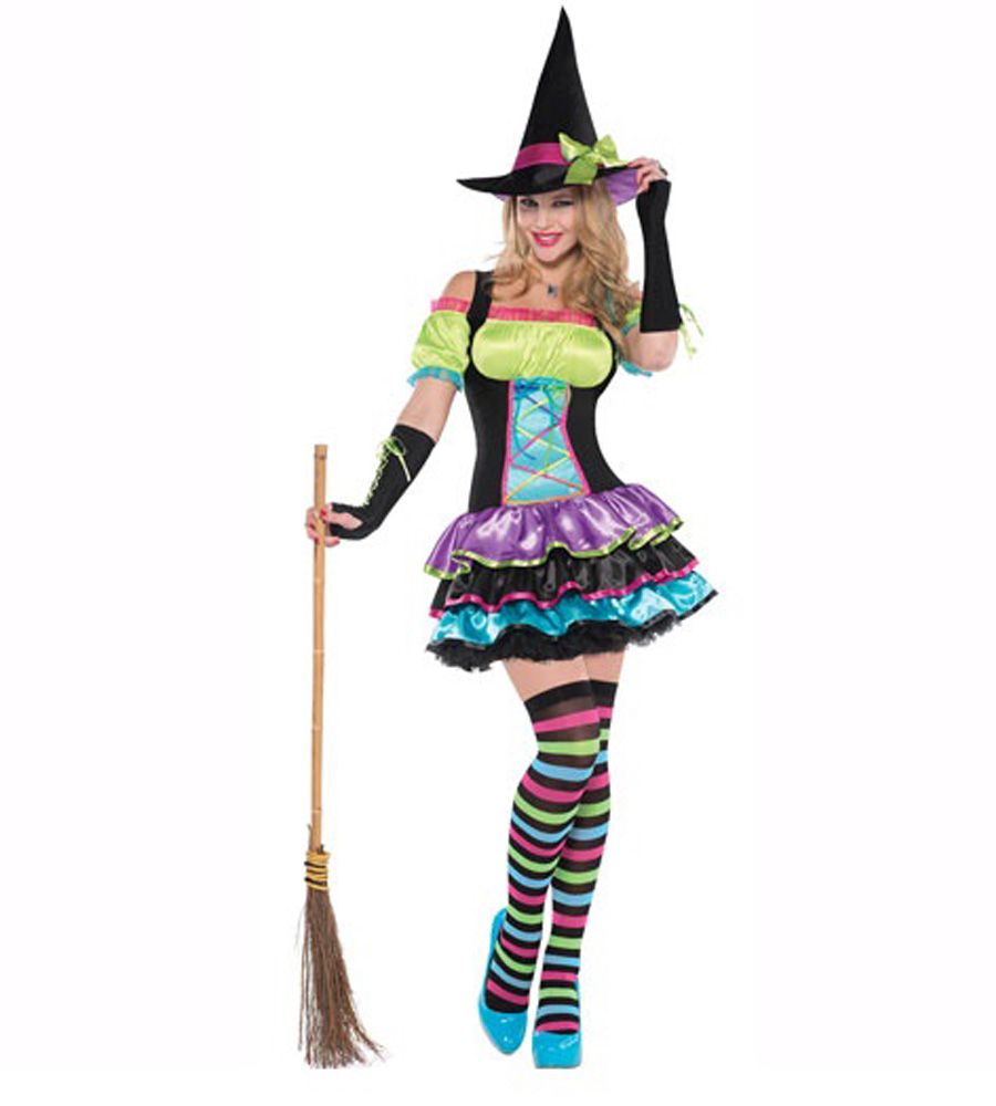 Party Centre - Adult Pop Neon Witch Costume