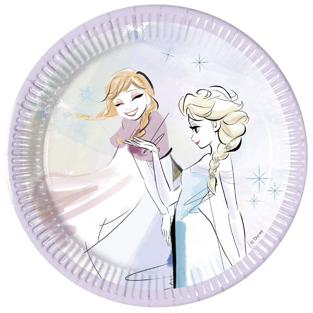 Party Centre - Disney Frozen Sparkle Paper Plates 17.8cm, 8pcs