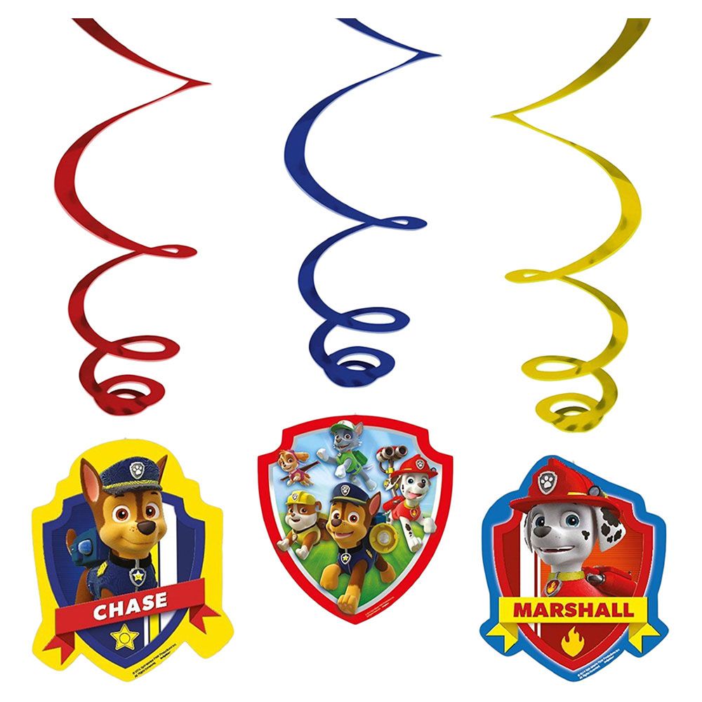 Paw Patrol Swirl Decorations (6pcs)