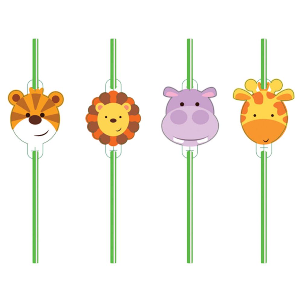 Jungle Animals Drinking Straws 8pcs