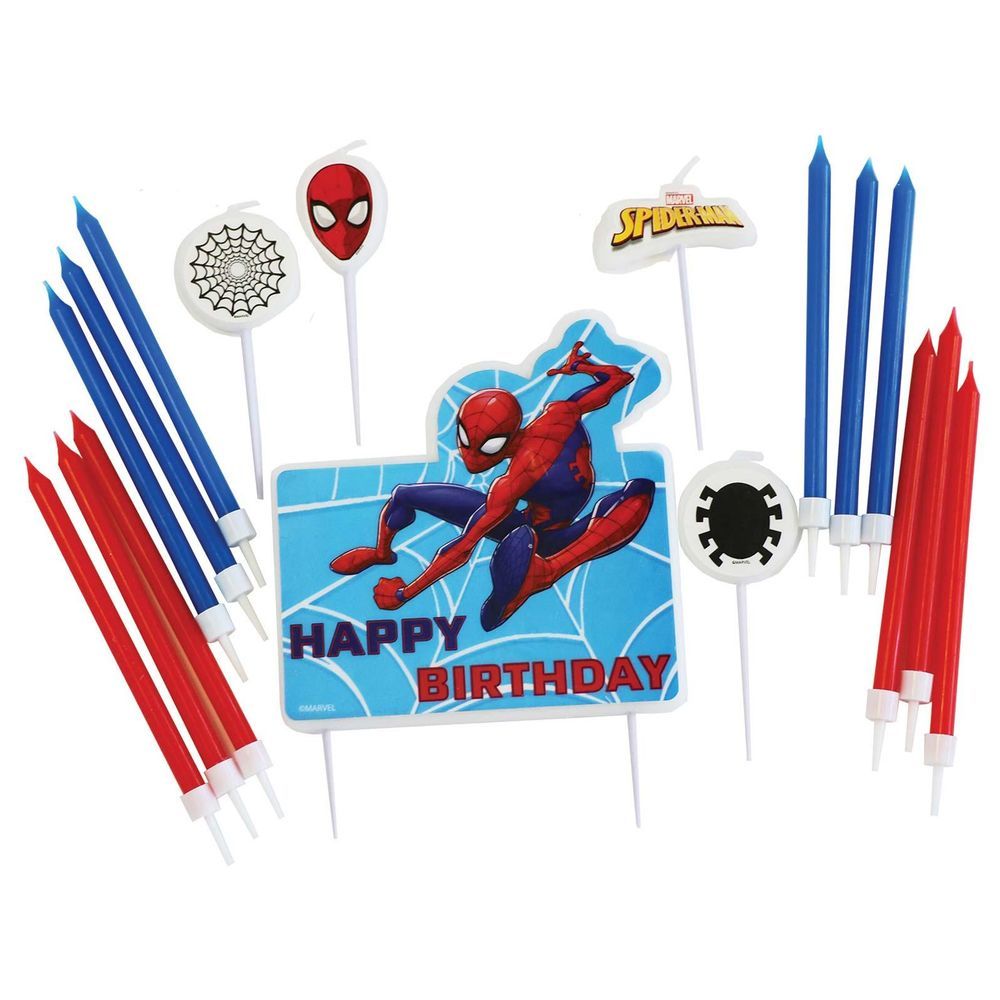 Spiderman Birthday Candle Set 17pcs