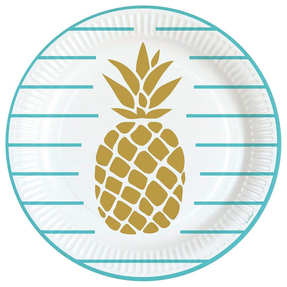 Pineapples Vibes Paper Plates - 8Pc