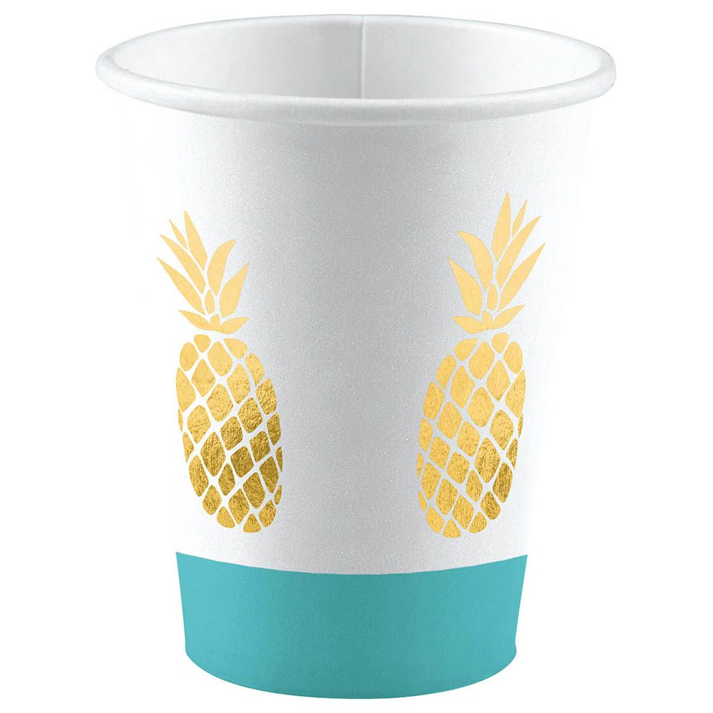 Pineapple Vibes Paper Cups - 8Pc - White