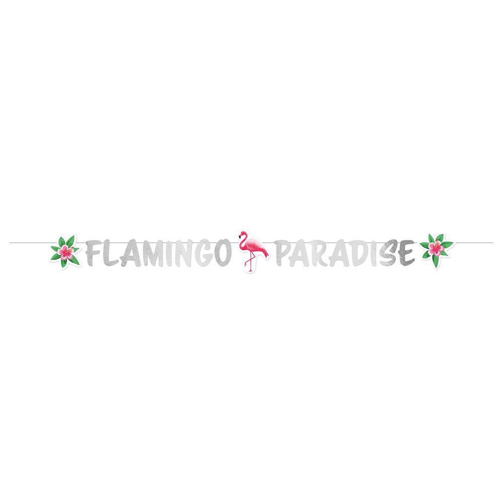 Party Centre - Flamingo Paradise Letter Banner - Silver
