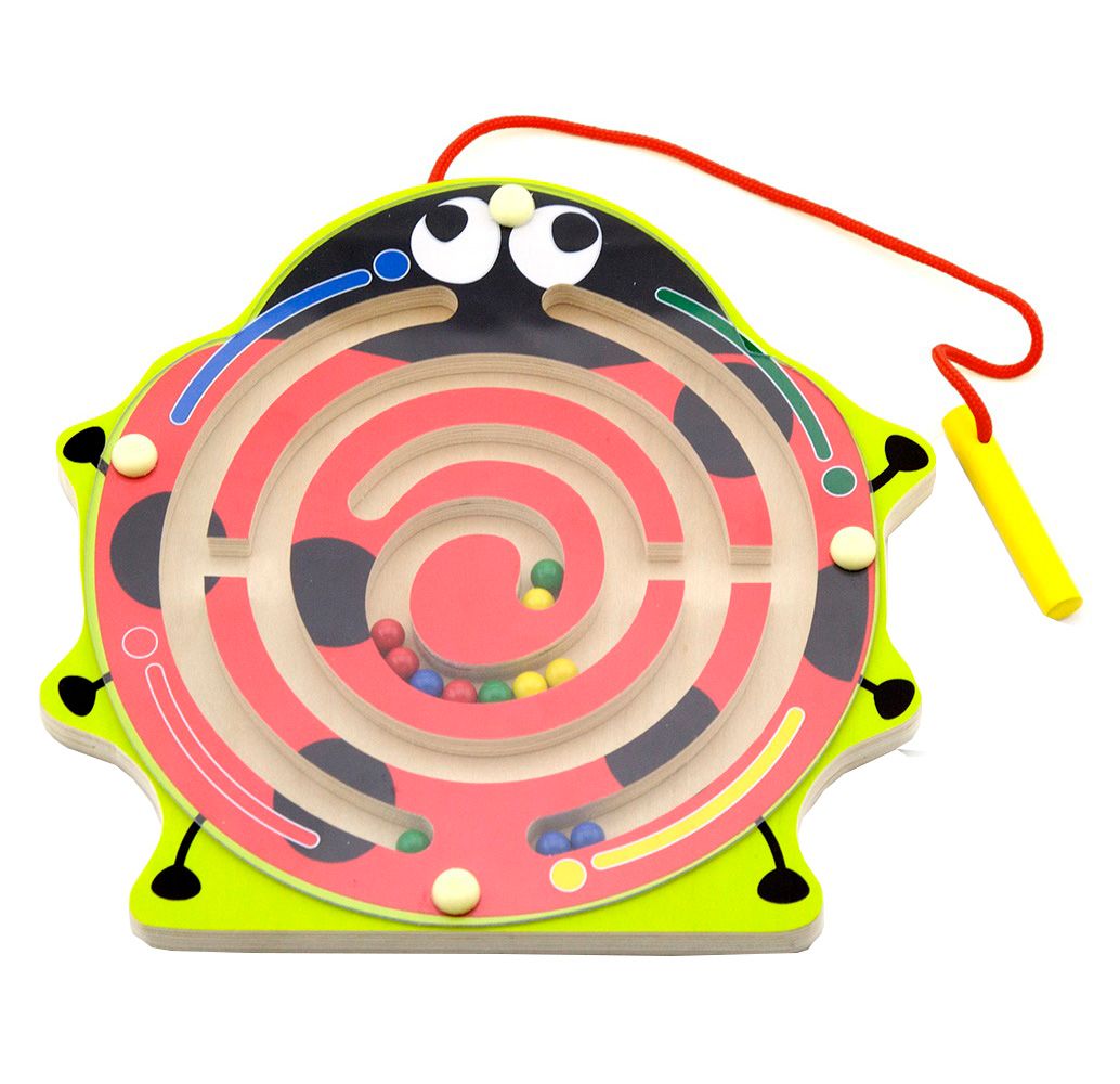فيجا - لعبة المتاهة الخشبية لتتبع الخرز المغناطيسي ليدي بيرد مونتيسوري