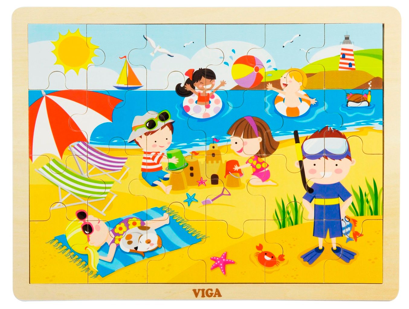 Viga - Summer Jigsaw Puzzle Montessori Wooden Toy - 24pcs