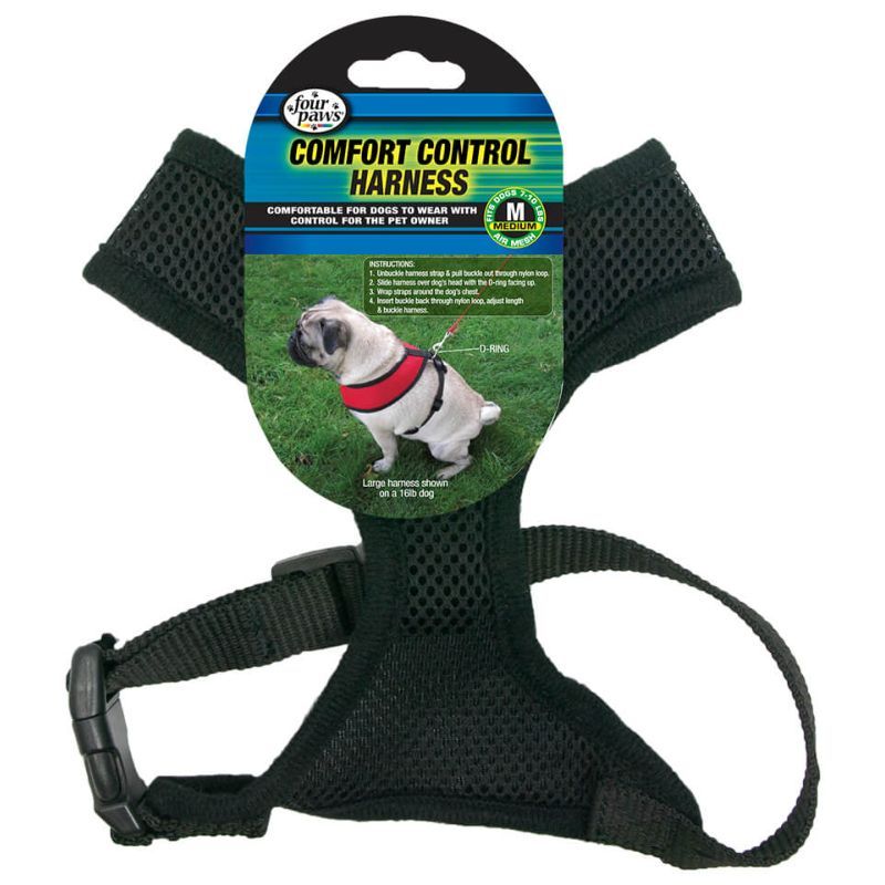 Four Paws - Comfort Control Harness Medium Black 12/cs