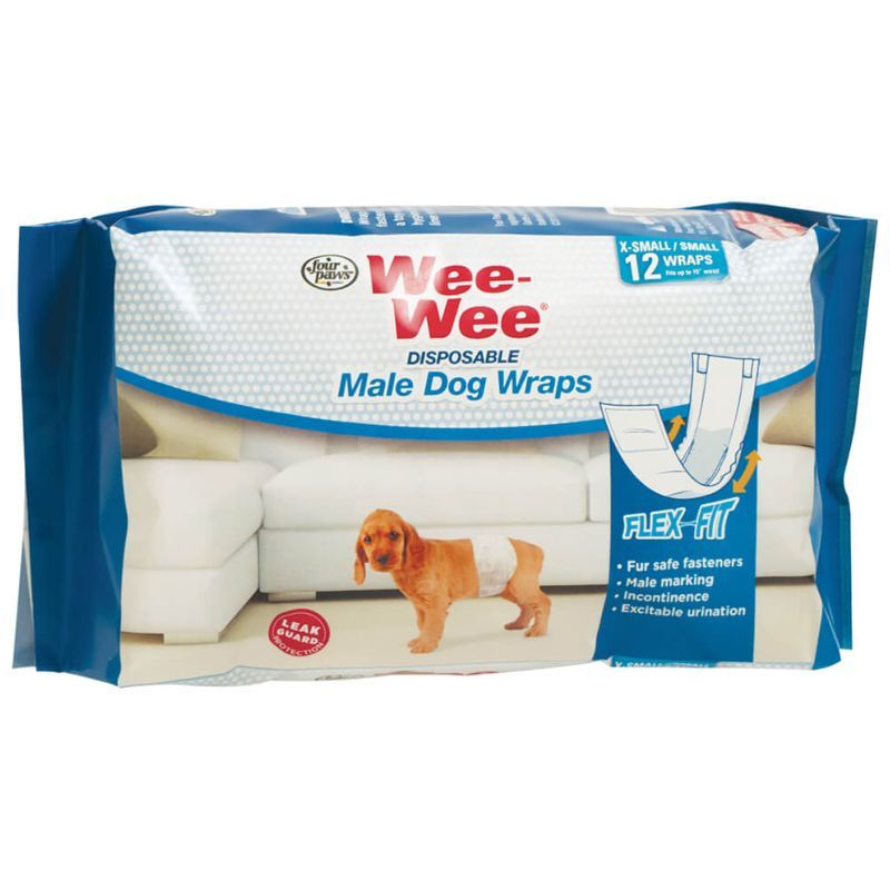 Four Paws Disposable Male Dog Wraps 12 Pack X Small/Small