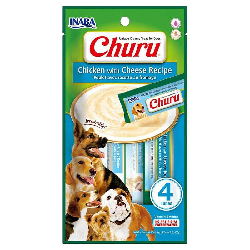 Inaba - Churu Chicken with Cheese Sticks Recipe For Dog - 56G - Pack Of 4