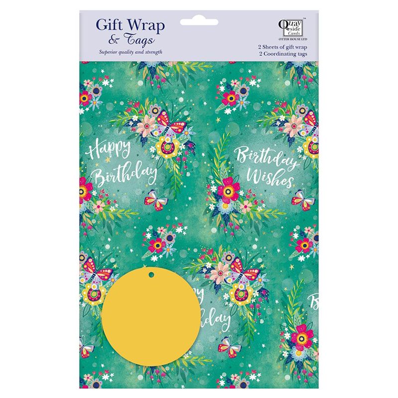 Otter House - Gift Wrap & Tag - Flower Festival