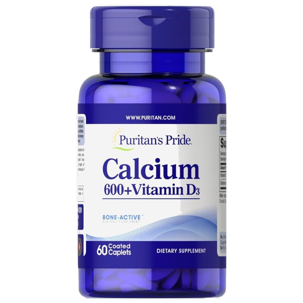Puritan Pride - Calcium Carbonate 600mg w/ Vitamin D3 - 60 Caplets
