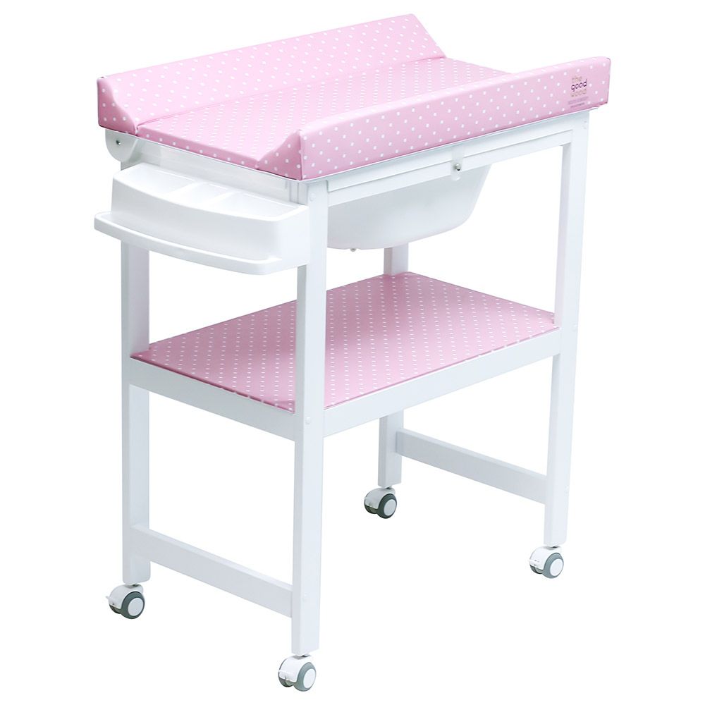 Plastimyr - White Overbide Babybath - Pink Dots
