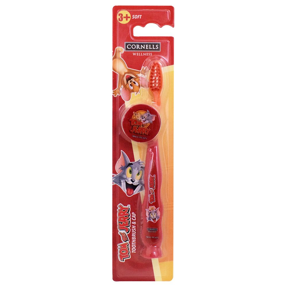 Cornells Wellness - Tom & Jerry Toothbrush With Cap - Red