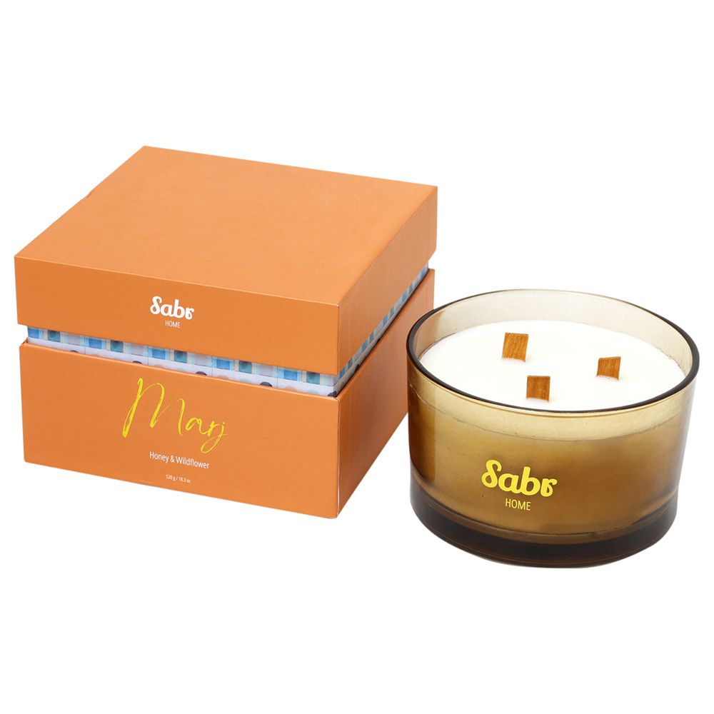 Sabr - Marj Wood Wick Candle - Honey & Wildflower - 520G