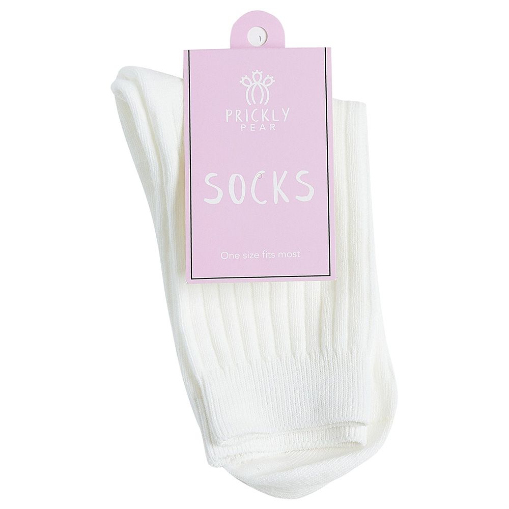 Prickly Pear - Ribbed Boot Socks - White