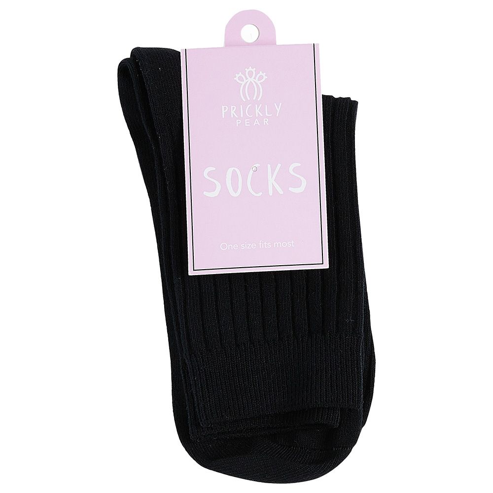 Prickly Pear - Ribbed Boot Socks - Black