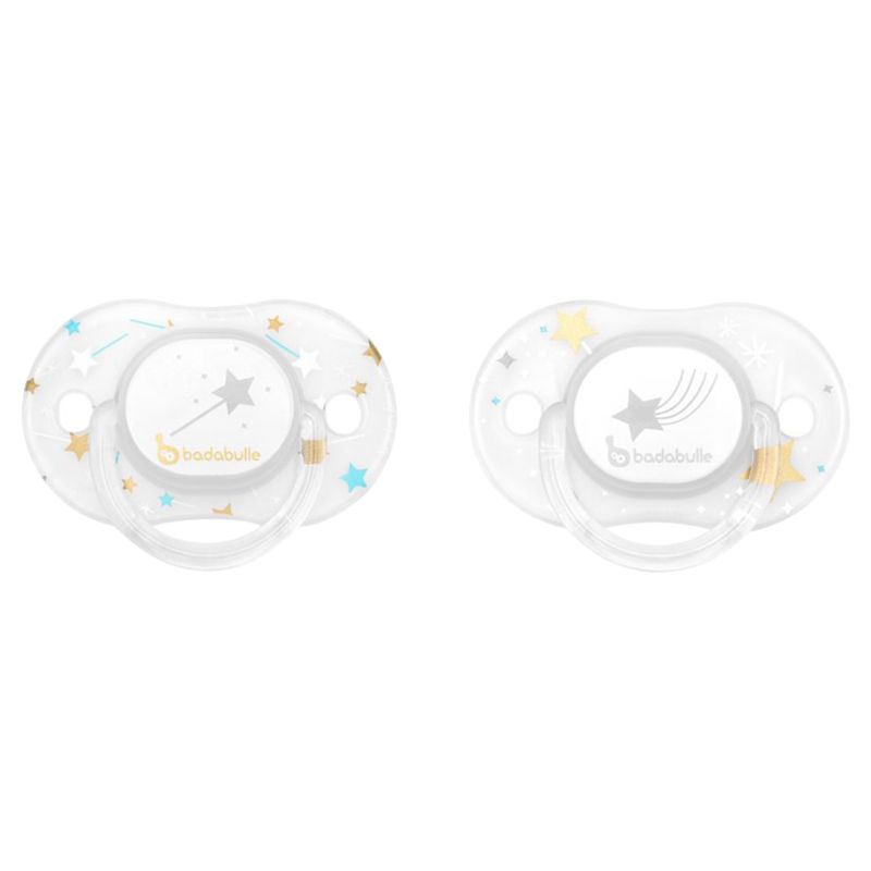 Badabulle - Glitter Luminous Pacifiers, 6-12M, 2pcs