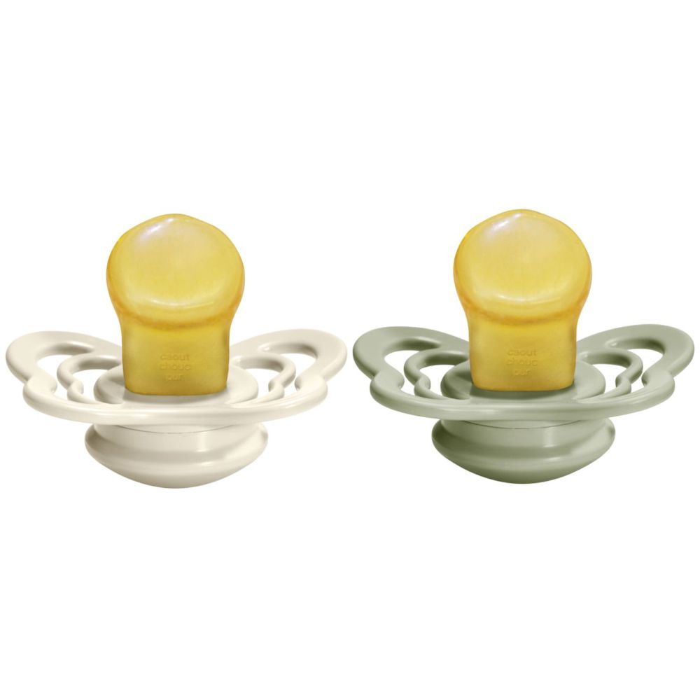 Bibs - Pacifier Couture Latex Size 1 - 0-6M - Pack of 2 - Ivory/Sage