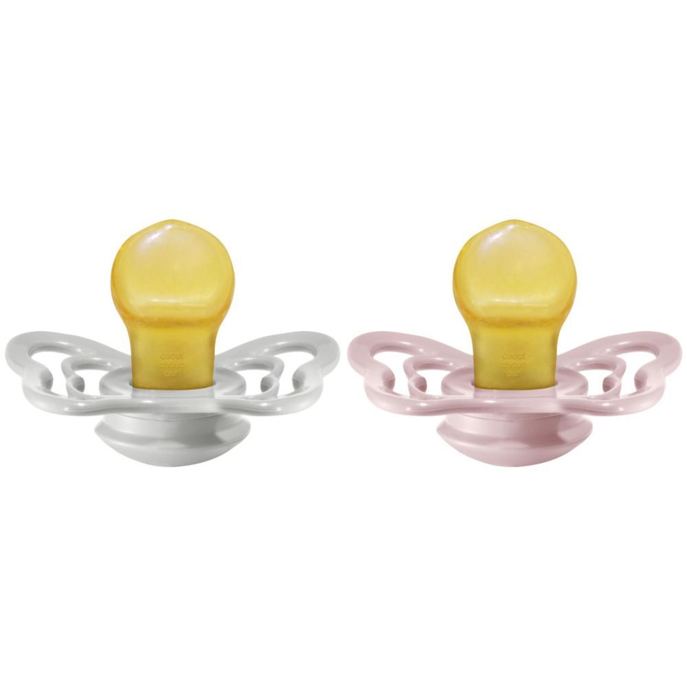 Bibs - Pacifier Couture Latex Size 2 - 6M+ - Pack of 2 - Haze/Blossom