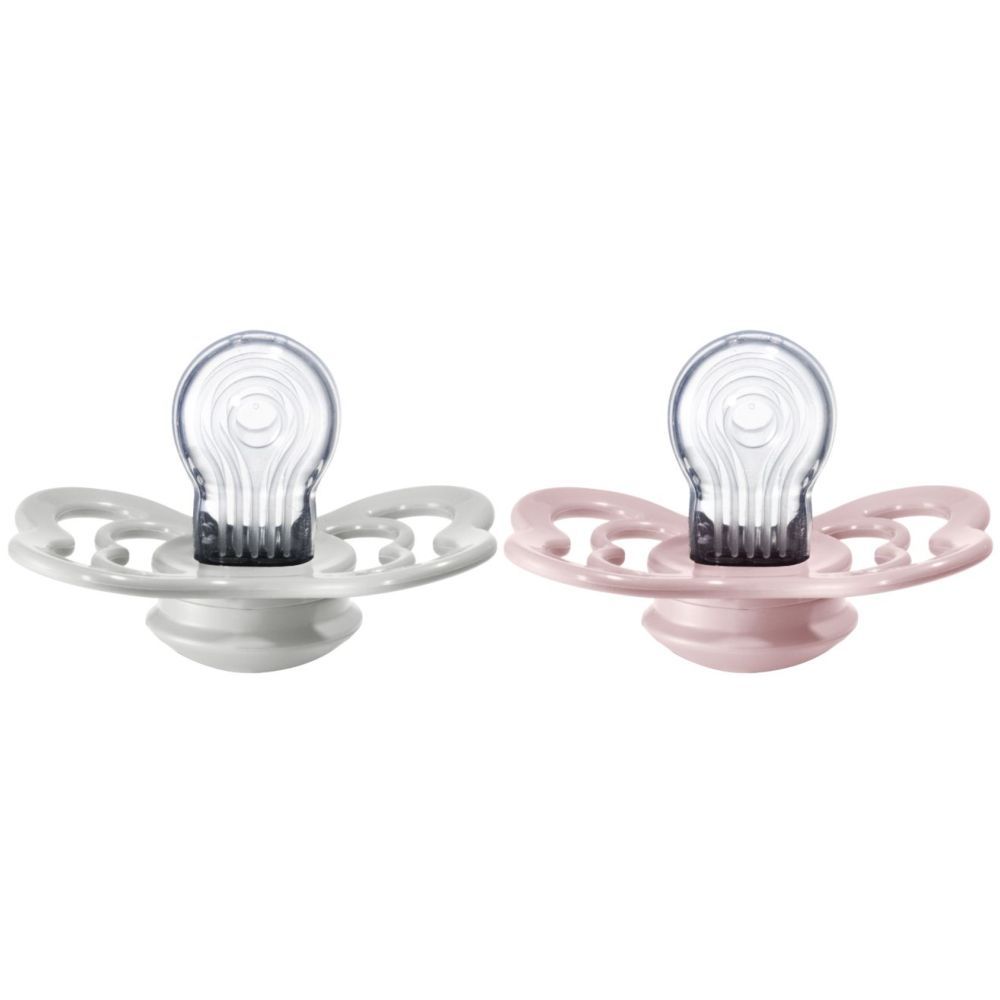 Bibs - Pacifier Supreme Silicone Size 2 - 6M+ - Pack of 2 - Haze/Blossom