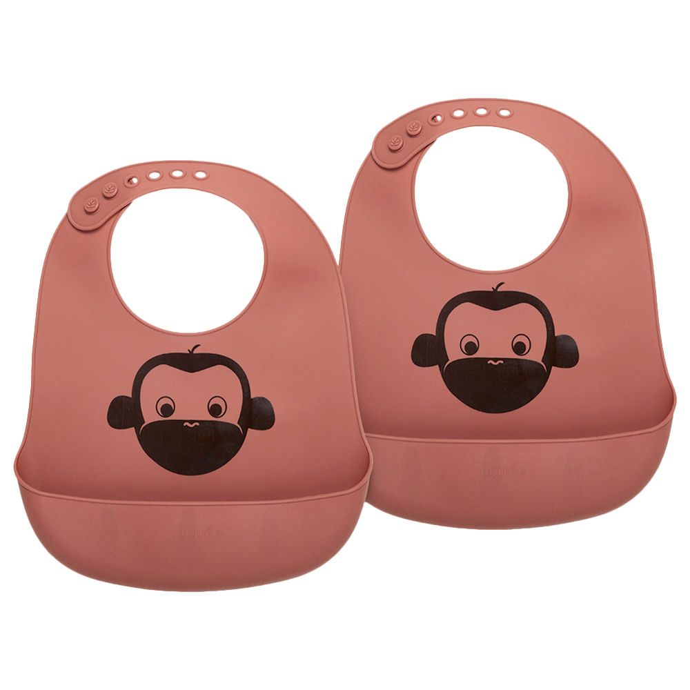 Nuuroo - Alfie Silicone Short Bib with Print Pack of 2 - Mahogany