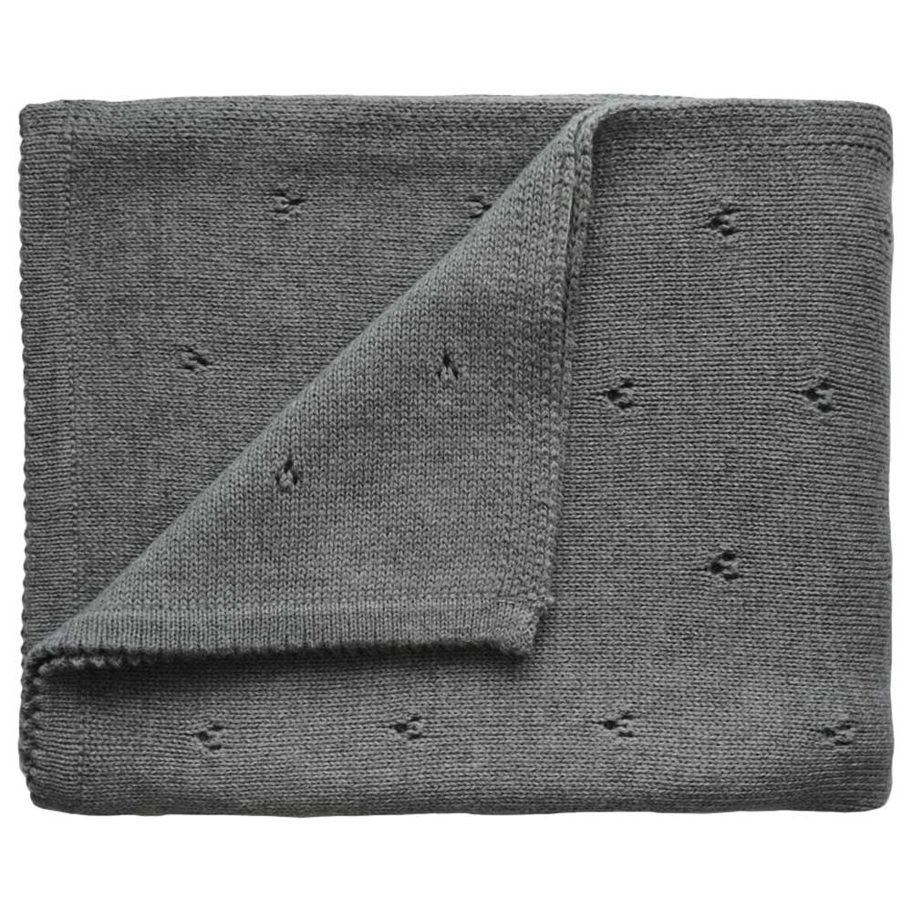Mushie - Knitted Baby Blanket - Pointelle Gray Melange