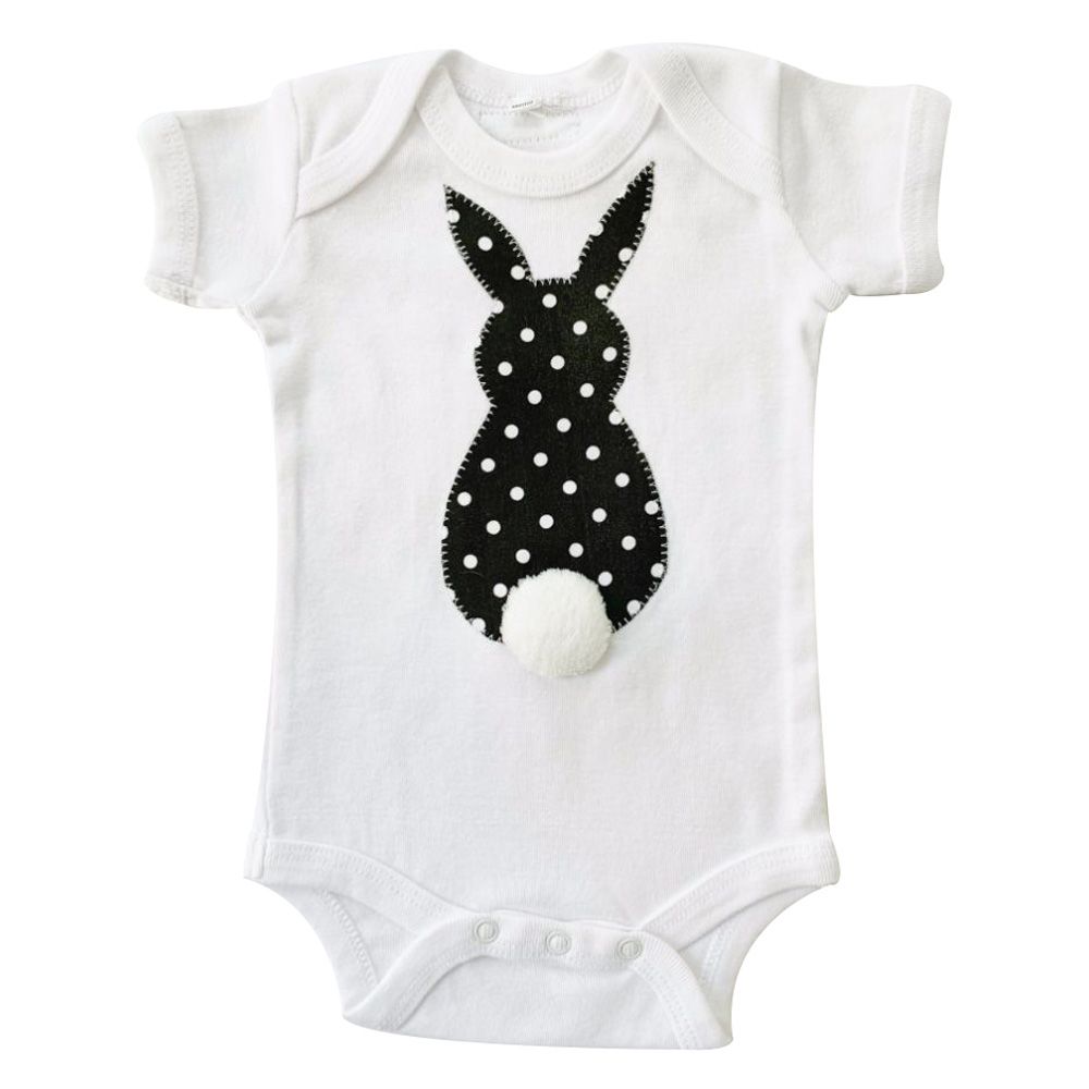 baa baa black SHEEP - Black Bunny Tail Bodysuit
