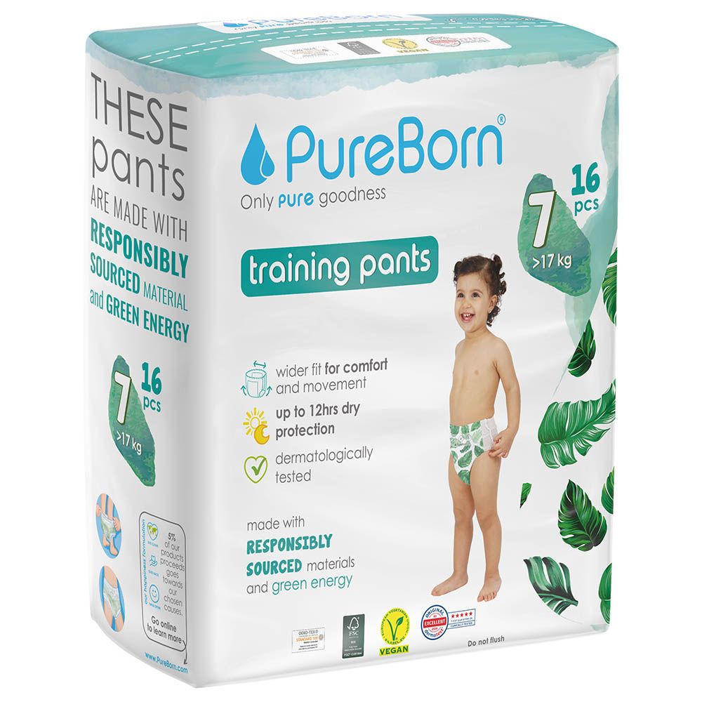Pureborn - Single Pack Pull Ups 17kg+ Size 7 - 16pcs - Assorted
