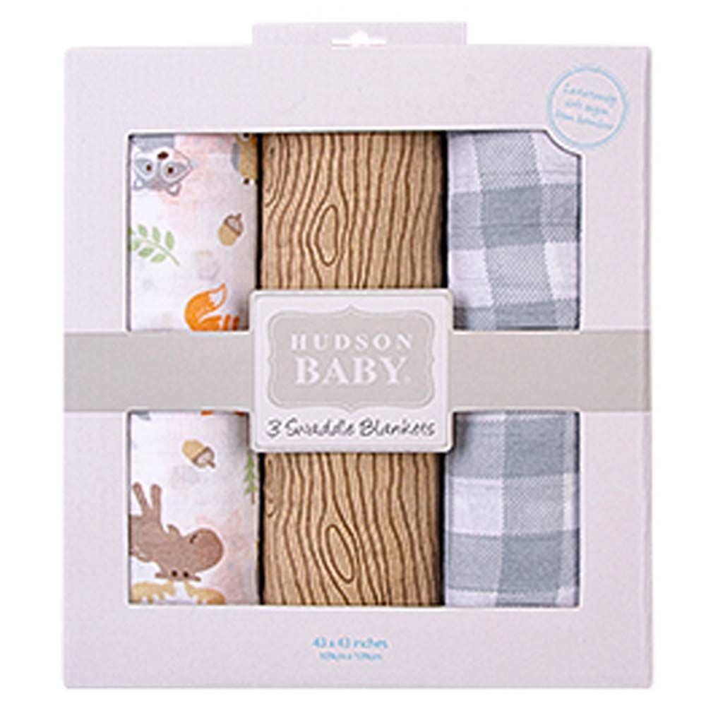Hudson Childrenswear - Muslin Swaddles Pack of 3 - Into The Woods
