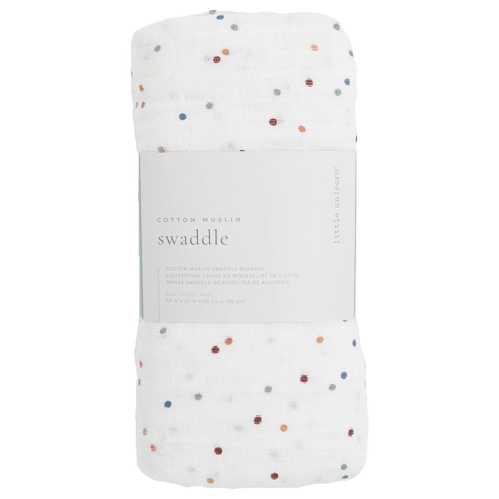 Little Unicorn - Cotton Muslin Swaddle - Dots