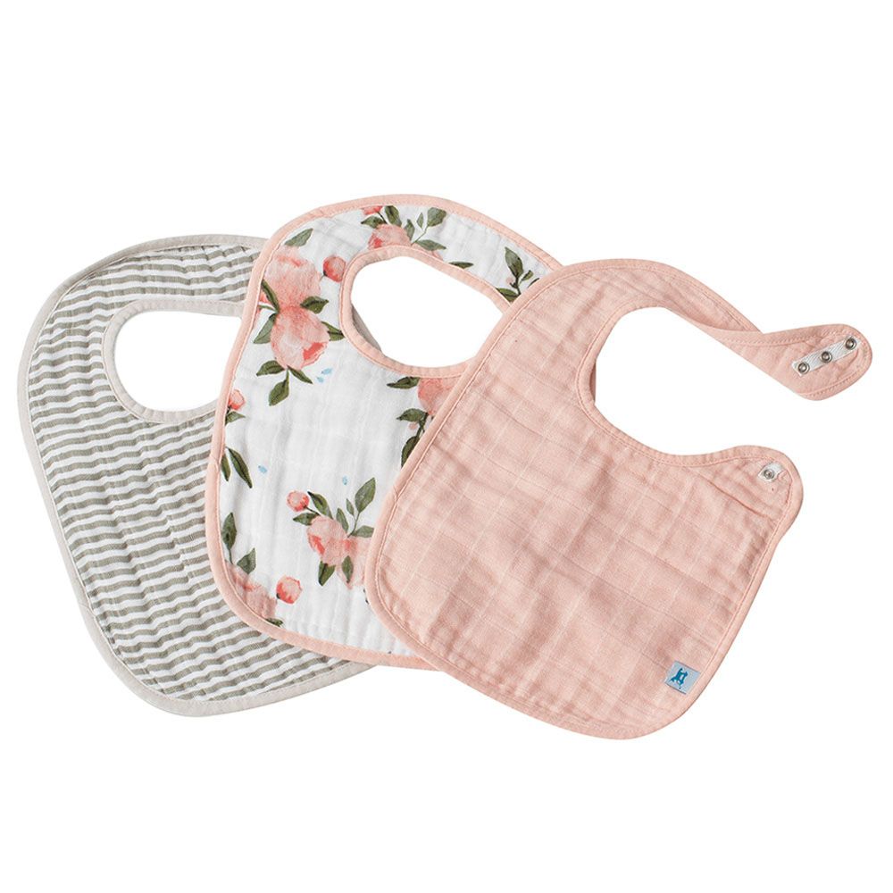 Little Unicorn - Muslin Classic Bib - 3 pcs - Watercolor Roses