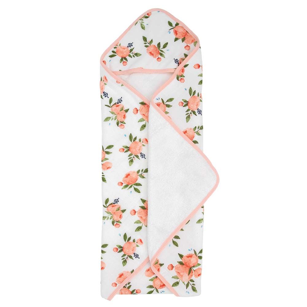 Little Unicorn - Cotton Muslin Hooded Infant Towel - Watercolor Roses