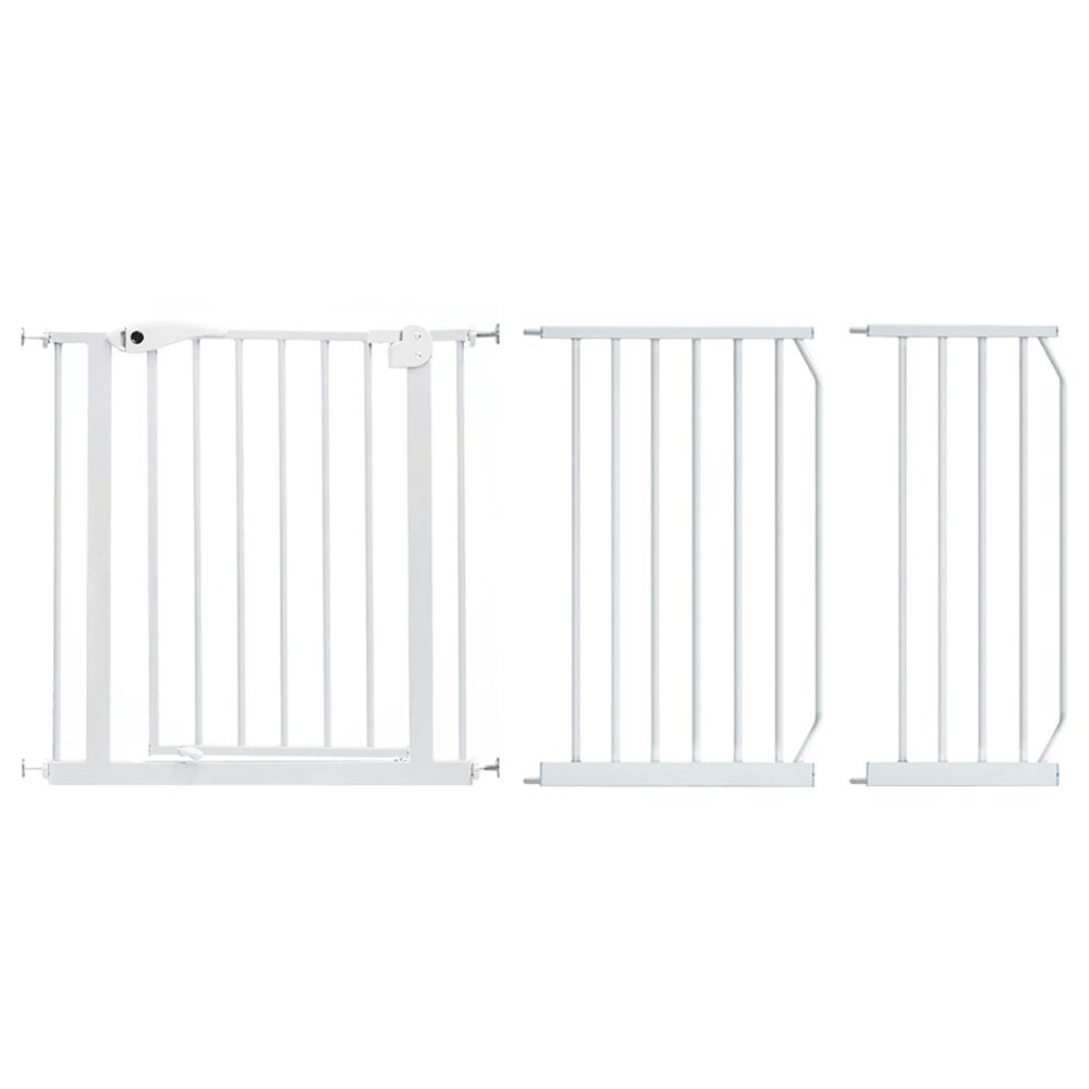 Baby Safe - Metal Safety Gate w/ 30 cm & 45 cm Extension - White